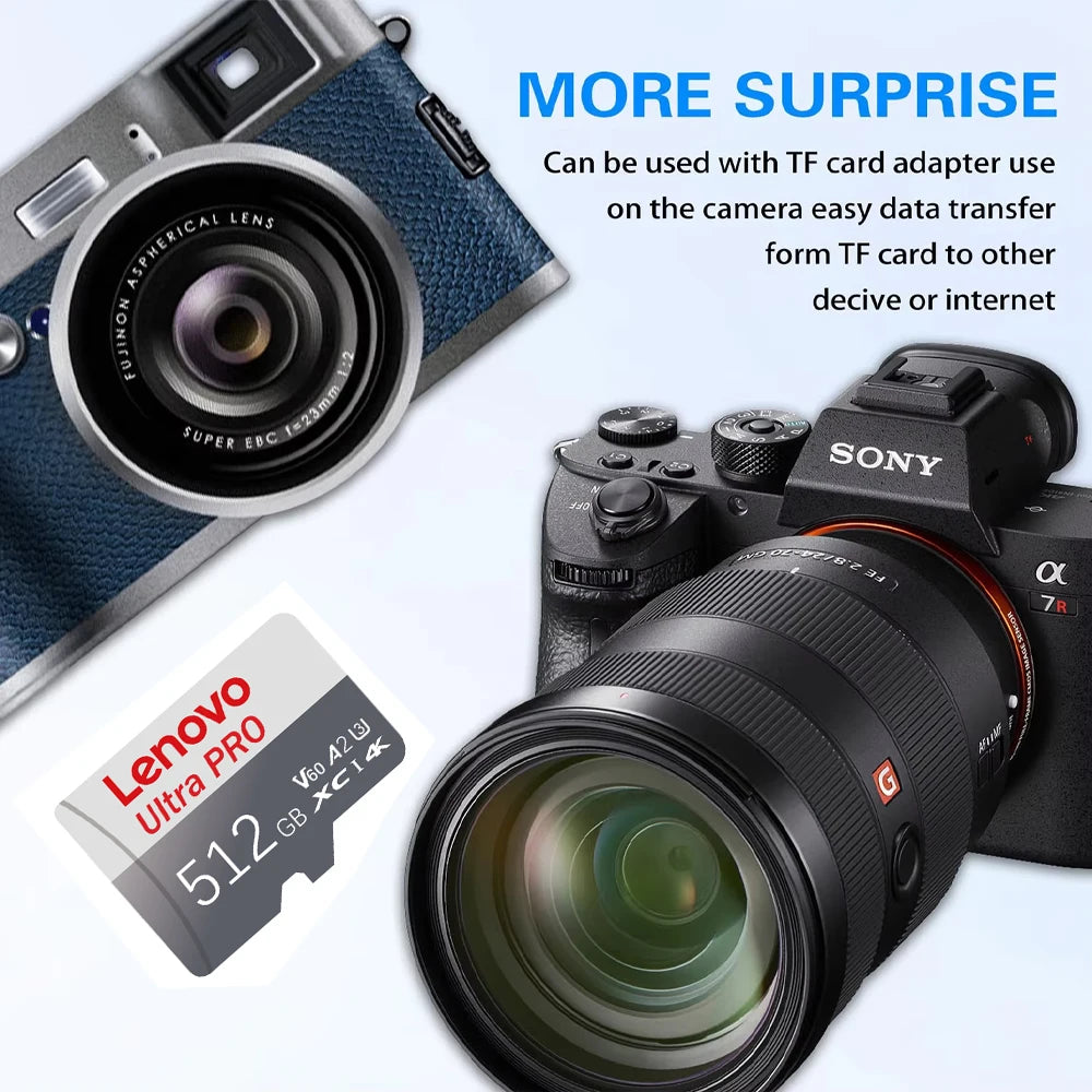 Original Lenovo Memory Card 2TB 128GB Class 10 V60 TF Card 1TB Mini SD Card 512GB 256GB A2 U3 Micro Card 2TB High Speed TF Card