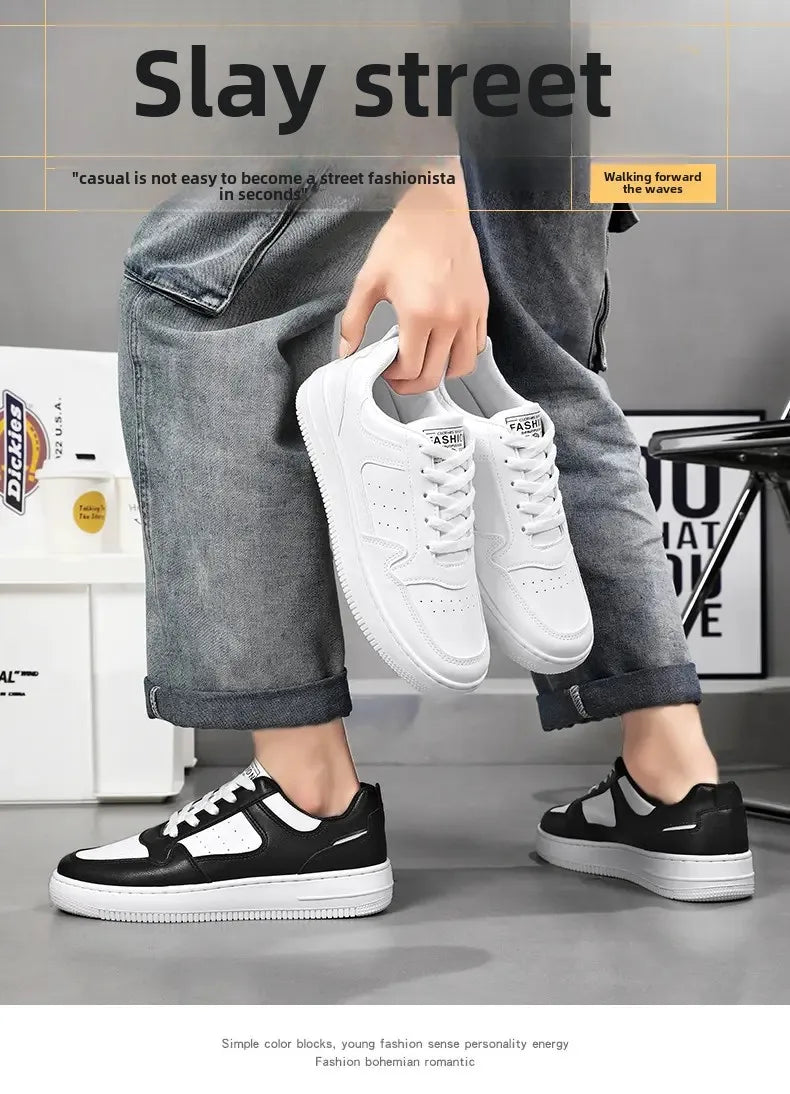 Men's Shoes Explosion Thick Soled Leather Small White Shoes Men's Trendy Shoes with Fashion Board Shoes Street Casual Shoes