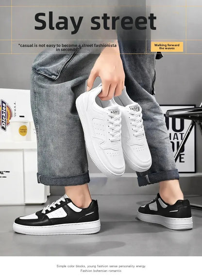 Men's Shoes Explosion Thick Soled Leather Small White Shoes Men's Trendy Shoes with Fashion Board Shoes Street Casual Shoes