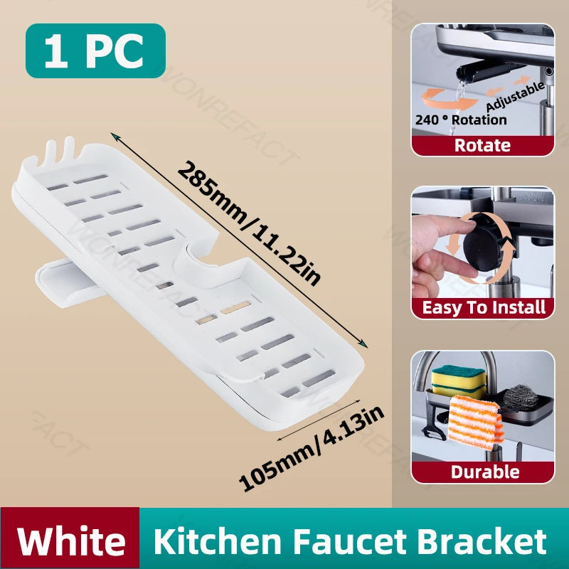 Kitchen Faucet Rack  Kitchen Accessories Sponge Storage Rack Kitchen Sink Rack Holder Dishcloth Towel Rack Filter Basket