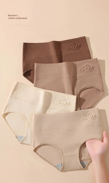 4PCS High Waist Women's Panties Body Shaper Underwear Breathable Cotton Underpants  Plus Size M-5XL Panty Slimming Female Briefs