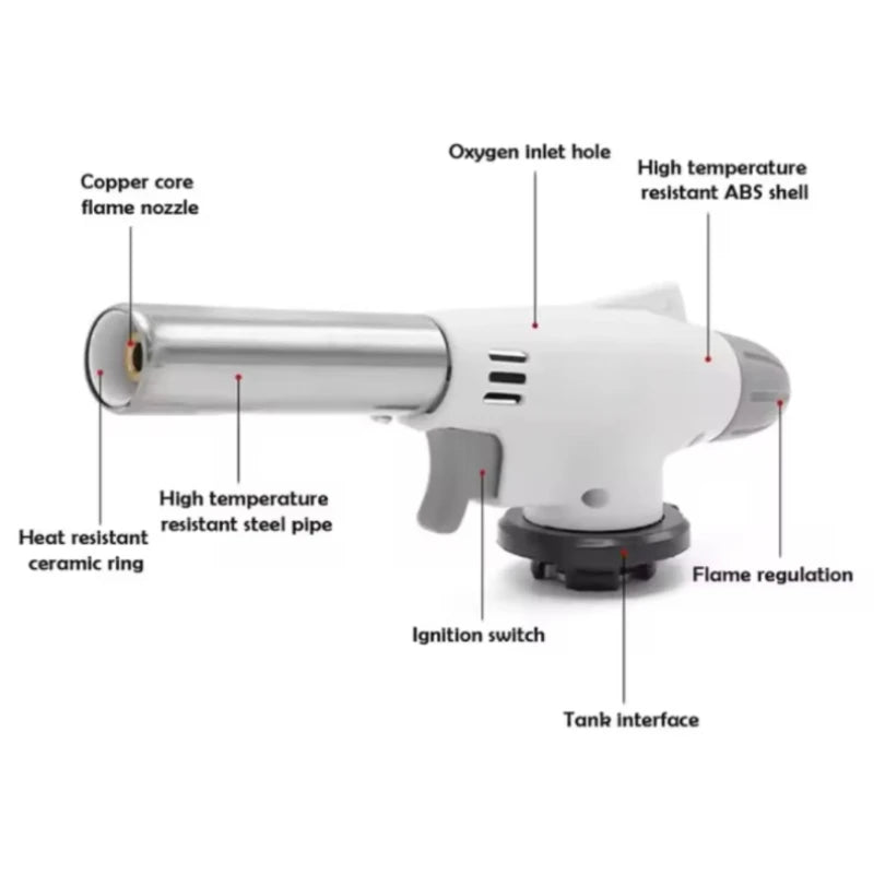 Portable Flame Gun, Cooking Spontaneous Combustion Butane Gas Torch, Lighter, Welding Burner, Gas Torch Barbecue Camping Cooking