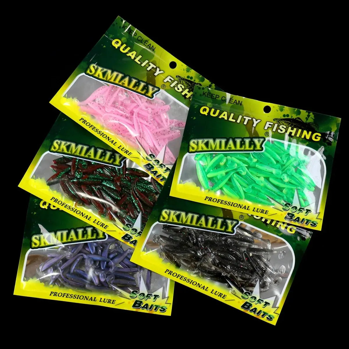 50 قطعة من طُعم صيد السمك الناعم الصغير، طُعم دودة ذيل حرف T، طُعم صناعي من السيليكون، أدوات صيد سمك البايك