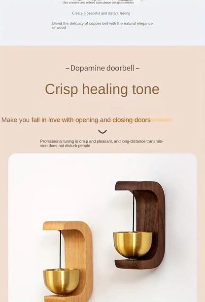 1pc Brass Doorbell Reminder Wind Chime With Magnetic Suction, C-Shaped Gift For Housewarming, Home Decoration, Car Decoration