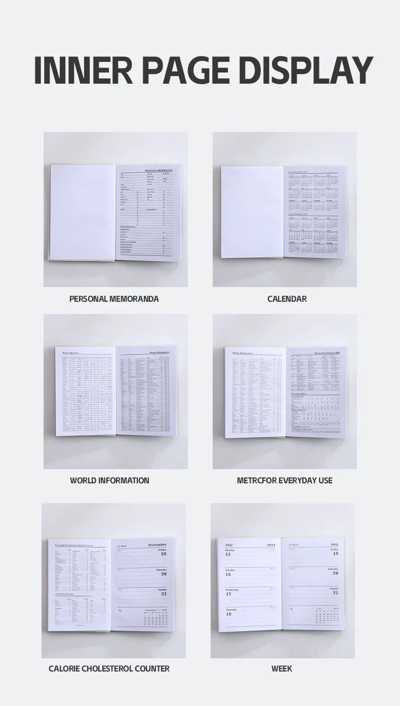 365-Day 2025 Portable A7 Pocket Planner Pu Cover Daily Weekly Schedule Notebook Calendar Journal School Office Supplies Agenda