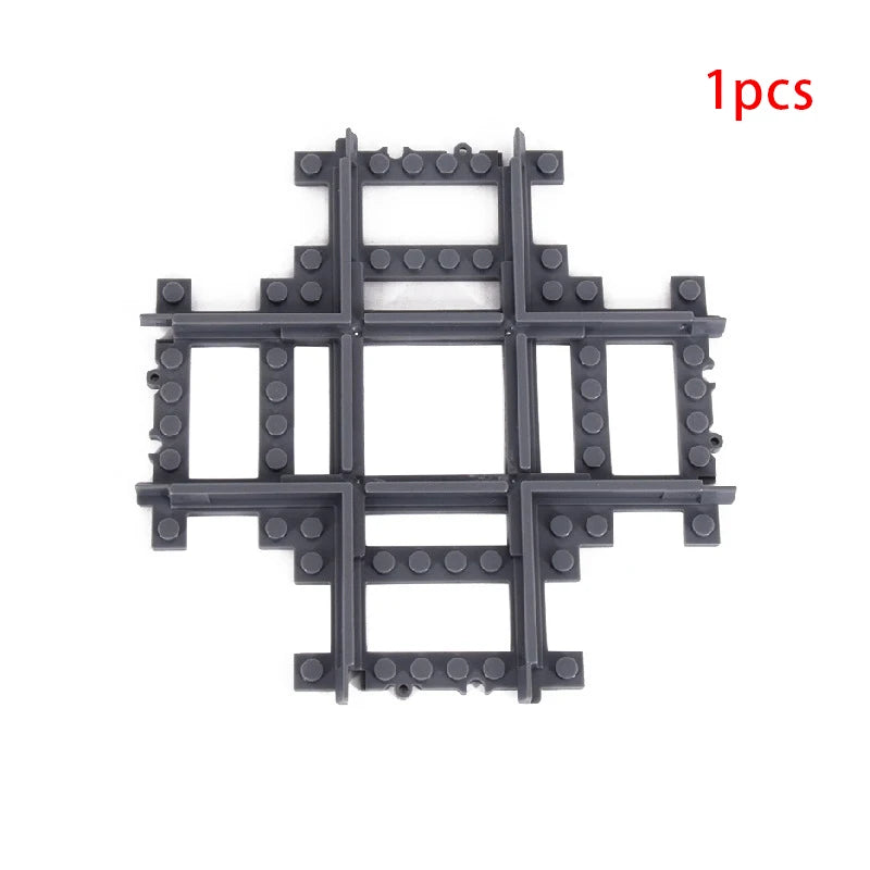 MOC City Train Rail Crossing Flexible Tracks Forked Straight Curved Rails Switch Building Block Bricks Creative DIY Toys