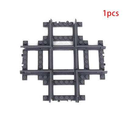 MOC City Train Rail Crossing Flexible Tracks Forked Straight Curved Rails Switch Building Block Bricks Creative DIY Toys