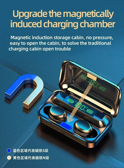 New Bluetooth Headphones 9D Stereo High Bass Sport Earphones Handfree Touch Control Tws Wireless Earbuds Waterproof Headset