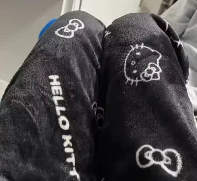Thicken Hello Kitty Pajama Pants Sanrio Anime Fleece Double Elastic Fabric Soft Trousers Women Trousers Cartoon Birthday Gift
