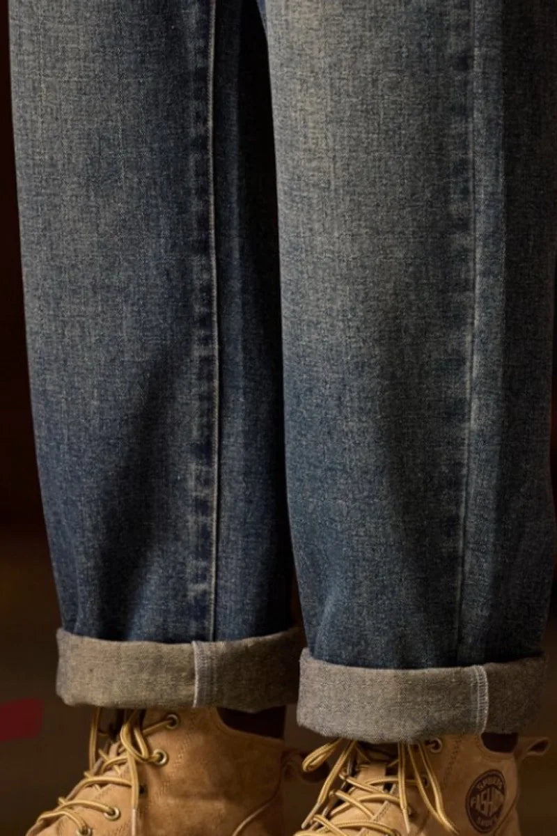 Mens Elastic Waist Jeans Relaxed Fit Men's Blue Jeans with Elastic Waist with Zipper and Button