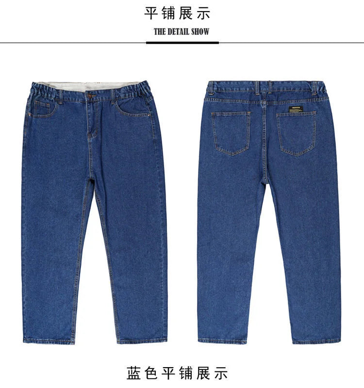 10XL Oversize Jeans Men Fashion Streetwear Plus Size Cotton Loose Jeans Pants Casual Cargo Pants Breathable Big Fat Trousers