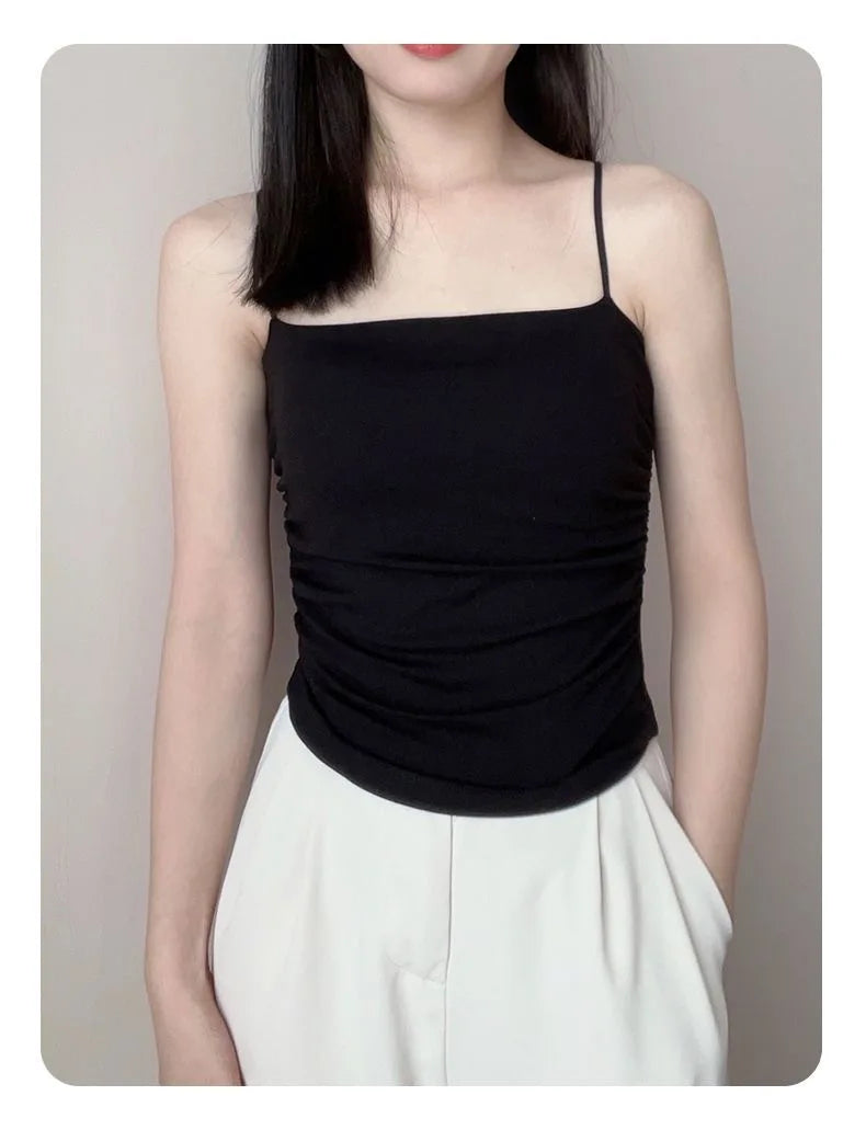 Clearance_New Summer Simple Cotton Sling Camisole Women Girls Crop Top Sleeveless Shirt Lady Bra Tops Straps Skinny Camisole Bas