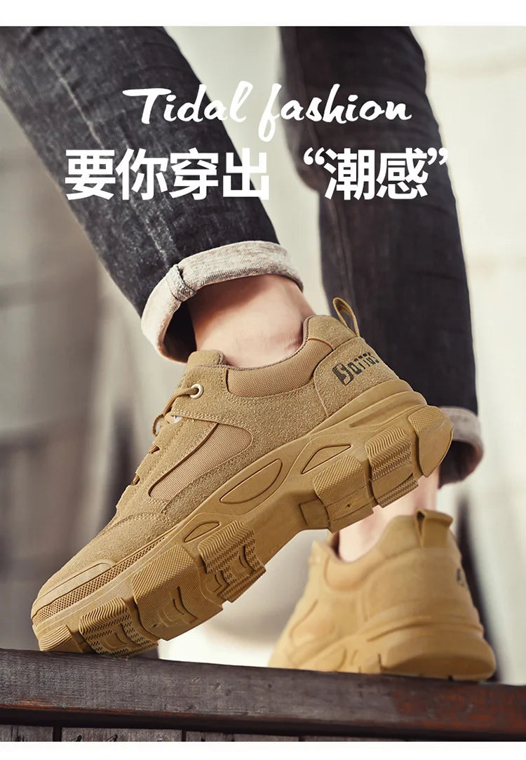 2025 new men's shoes for spring leisure, breathable, anti slip, wear-resistant workwear shoes, men's sports shoes, board shoes