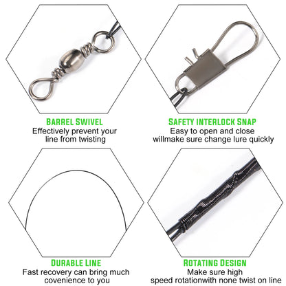 Sougayilang 20 قطعة من خط صيد الفولاذ المقاوم للعض مع سلك فولاذي مع ملحق صيد دوار سلك صيد أساسي 15-30 سم