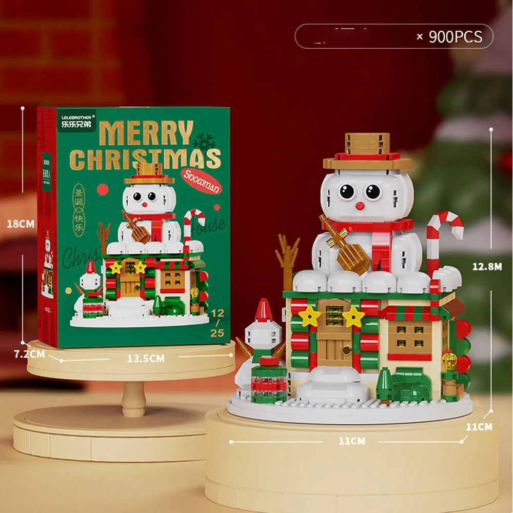 Christmas Gifts Micro Building Block Series Santa Claus Reindeer Puzzle Assembling Bricks Table Decoration Toys Children Kids