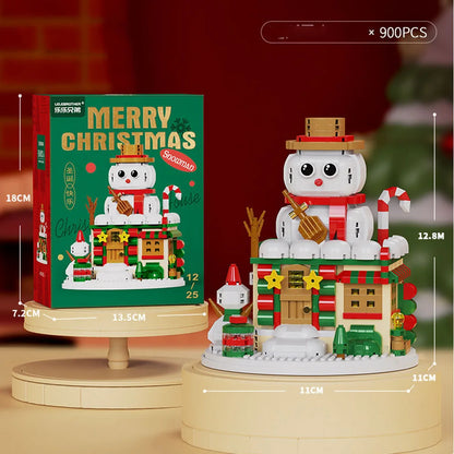 Christmas Gifts Micro Building Block Series Santa Claus Reindeer Puzzle Assembling Bricks Table Decoration Toys Children Kids