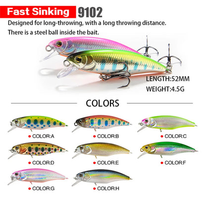 Japan Hot Model Sinking Minnow Fishing Lures 52mm 4.5g Jerkbait Bass Pike Carkbait Wobblers Swimbait Professional Hard Bait