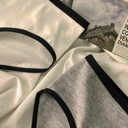 Sports Cool Style Minimalist Girls' Underwear Mid Waist Japanese White Black Cotton Women's Triangle Стринги Женские