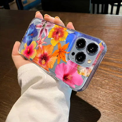 Transparent Cover Phone Case For iPhone 16 15 Pro Max 14 13 12 11 XS X XR 7 8 Plus SE2 Feshon Flowers Pattern