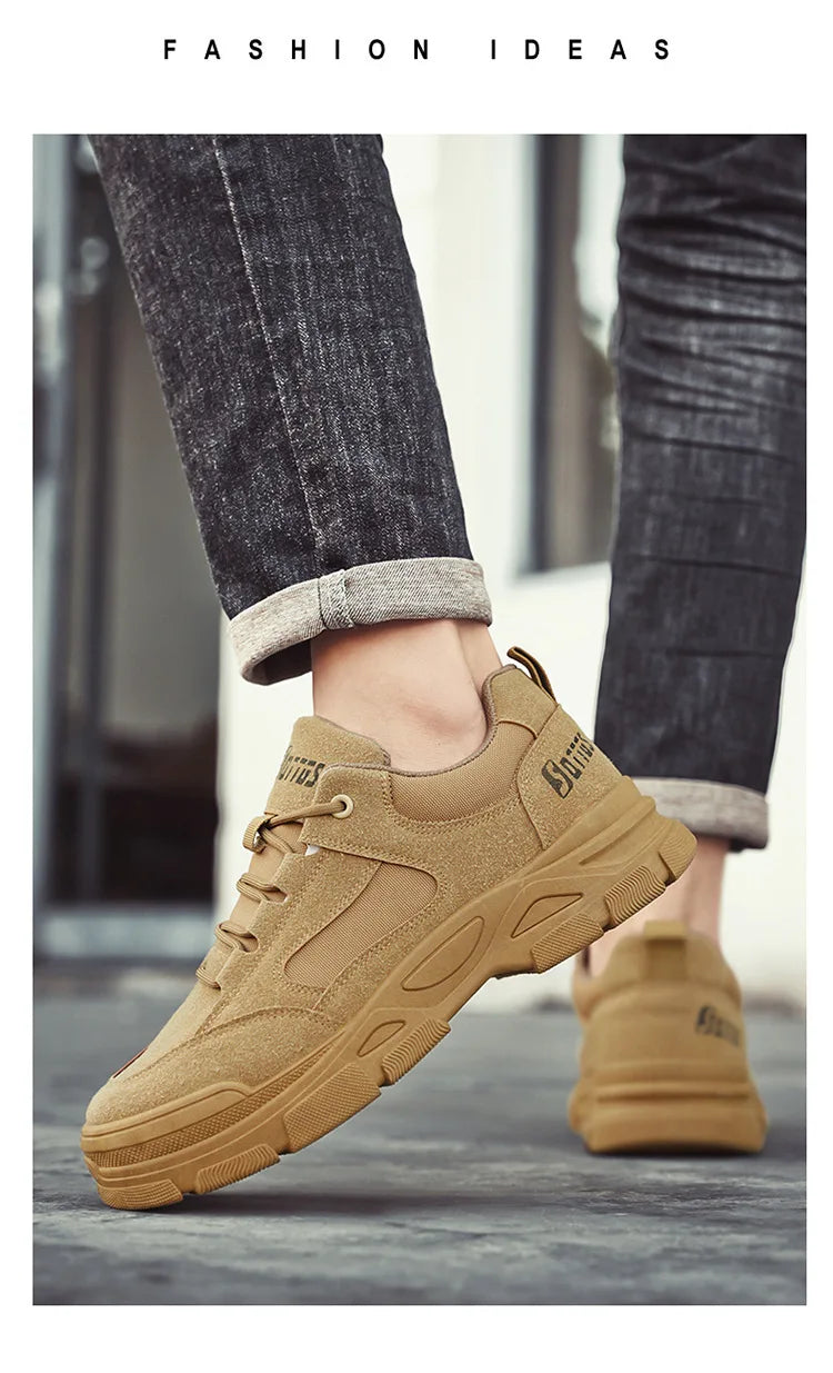 2025 new men's shoes for spring leisure, breathable, anti slip, wear-resistant workwear shoes, men's sports shoes, board shoes