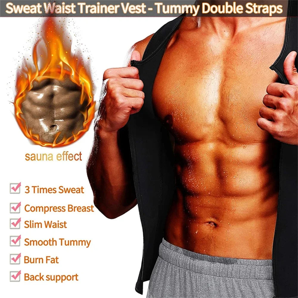 Men's Compression Sweat Sauna Vest New Slimming Suit For Students Waist Belts Body Shaper Tank Top For Workout Fitness Gym