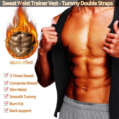 Men's Compression Sweat Sauna Vest New Slimming Suit For Students Waist Belts Body Shaper Tank Top For Workout Fitness Gym