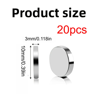 10x1/10x2/10x3mm-20/50/100pcs circular refrigerator magnets widely used in offices DIY Whiteboard, kitchen tool storage nail art