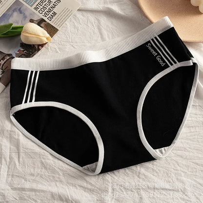 Underwear Women Cotton Crotch Mid Waist Traceless Sexy Panties Japanese Sports Style Girls Breathable Underpants Simple Lingerie