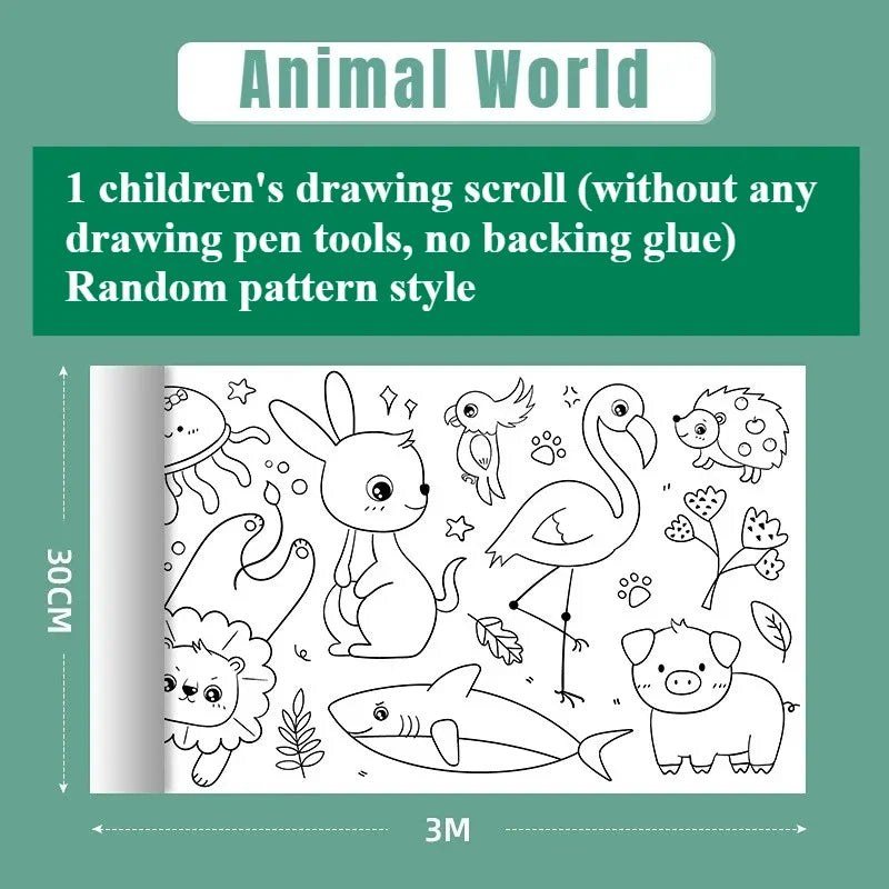 300CM DIY Drawing Roll Sticky Color Filling Paper Graffiti Scroll Coloring Roll Kids DIY Painting Educational Toys For Children