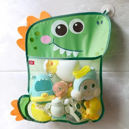 Kids Tidy Organizer Storage Suction Bathroom Bathtub Doll Hanging Bag  Dinosaur Animal Baby Bath Toys Basket Mesh Bag Water Toys