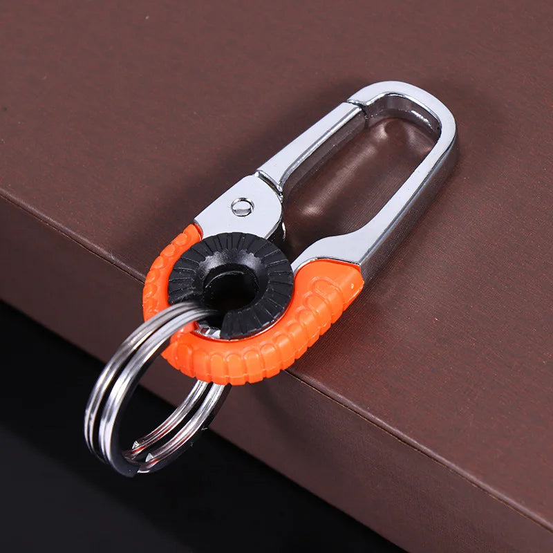 Men's Stainless Steel Keychain Hook Outdoor Carabiner Double Ring Climbing Tool Fishing Key Ring Car Accessories Durable Stylish