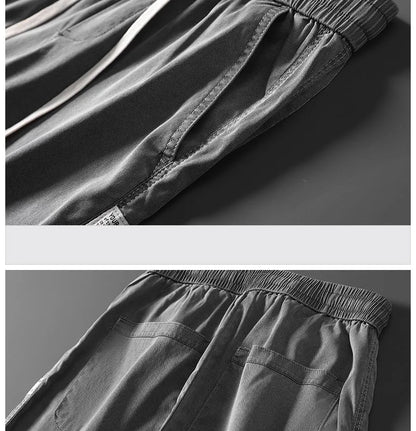 Summer soft Lyocell fabric men's jeans loose straight leg pants drawstring elastic waist Korean casual pants plus size M-5XL