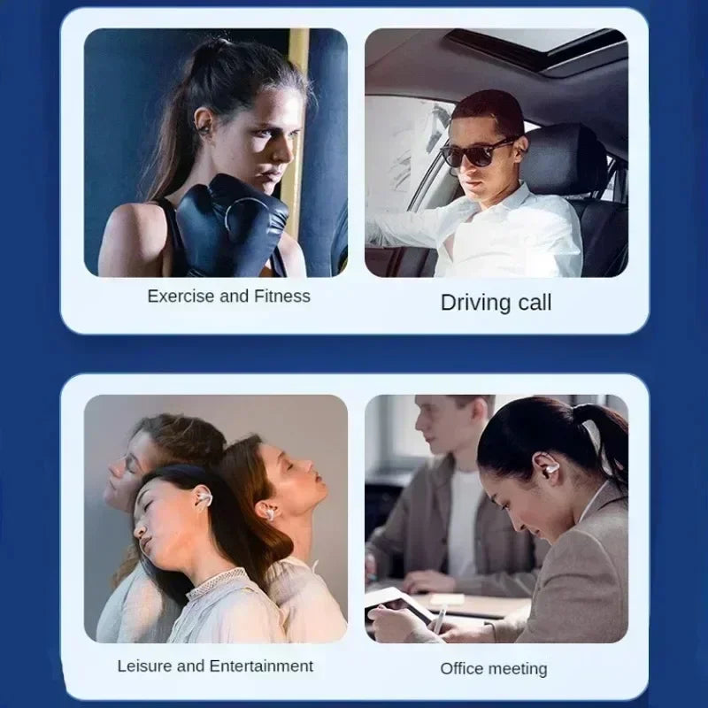 New Fone Bluetooth Headset 5.3 Wireless Air Conduction Headphones Clip Ear Music Noise Canceling HD Call Sports Gaming Earphone