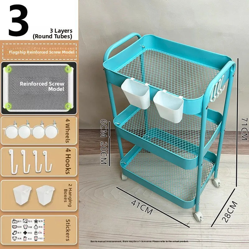 Kitchen Storage Ra Doorstep Drop off Mobile Cart Standalone Floor-Mounted Multi-Functional Organizer for Cooking Utensils