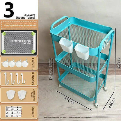 Kitchen Storage Ra Doorstep Drop off Mobile Cart Standalone Floor-Mounted Multi-Functional Organizer for Cooking Utensils