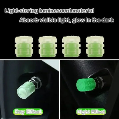 8PCS Luminous Tire Valve Caps Motorcycle Bike Wheel Nozzle Dustproof Tyre Valve Stem Fluorescent Night Glowing Car Accessories