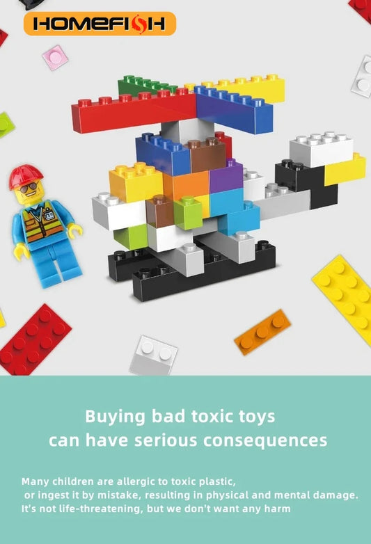 HOMEFISH 1000 DIY creative building blocks bulk set Urban Classic building Assembled birthday gift children's educational toys
