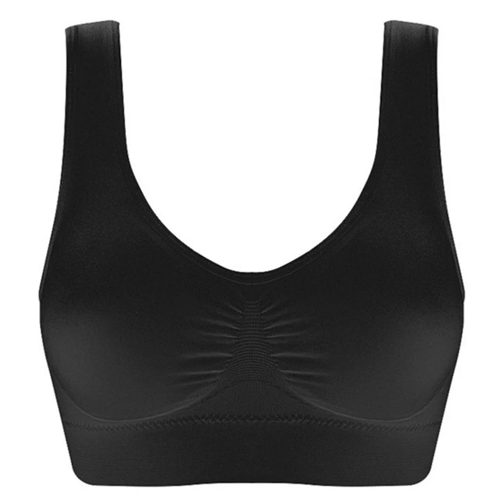 Women Seamless Bras Camisole Underwear Crop Top XXL 3XL Black Pure Color Sports Gym Running Fitness Yoga