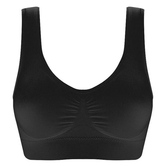 Women Seamless Bras Camisole Underwear Crop Top XXL 3XL Black Pure Color Sports Gym Running Fitness Yoga