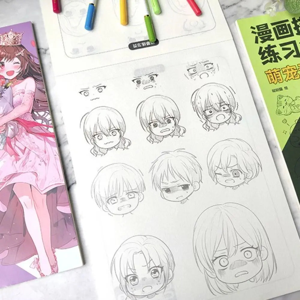 Comics Girl Boy Comics Hand Drawn Tutorial Book Studying Novice Zero Basic Line Draft Practice Book Drawing Copy Book Learning