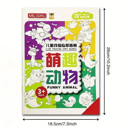 Children Drawing Line Tracing Book Toddler Pen Writing Control Practice Manual Cartoon Sketch Montessori Coloring Book Kids Toy