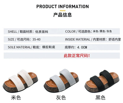 Women's Shoes Alphabet Fashion Casual Slippers 2022 New Summer Thick Bottom Non-slip Medium Heel Sandals for Outer Wear