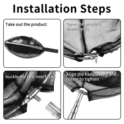 Fishing Landing Net Aluminum Alloy Durable Telescoping Extend to 190cm/130cm/55cm Folding Mesh Safe Fish Catching Releasing