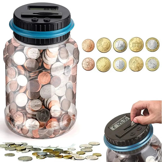 New Electronic Piggy Bank Counter Coin Digital LCD Counting Coin Money Saving Box Jar Coins Storage Box For USD EURO Money Gifts