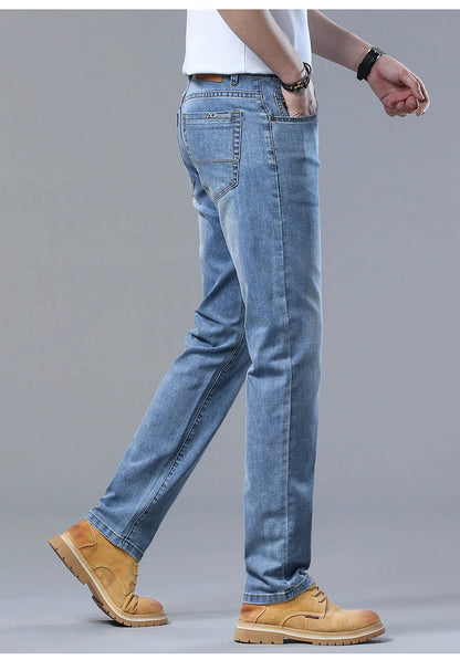 2024 Thin or Thick Material Slim Fit Men's Luxury Classic Style Men Jeans Business Stretch Denim Male Trousers Clothing