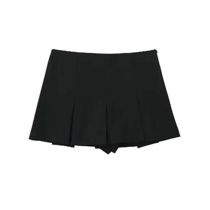 Mooyufon Fashion Women's High Waist Shorts Skirts Pleated Skirt Shorts Women Striped Bermuda Shorts Woman Casual Mini Shorts