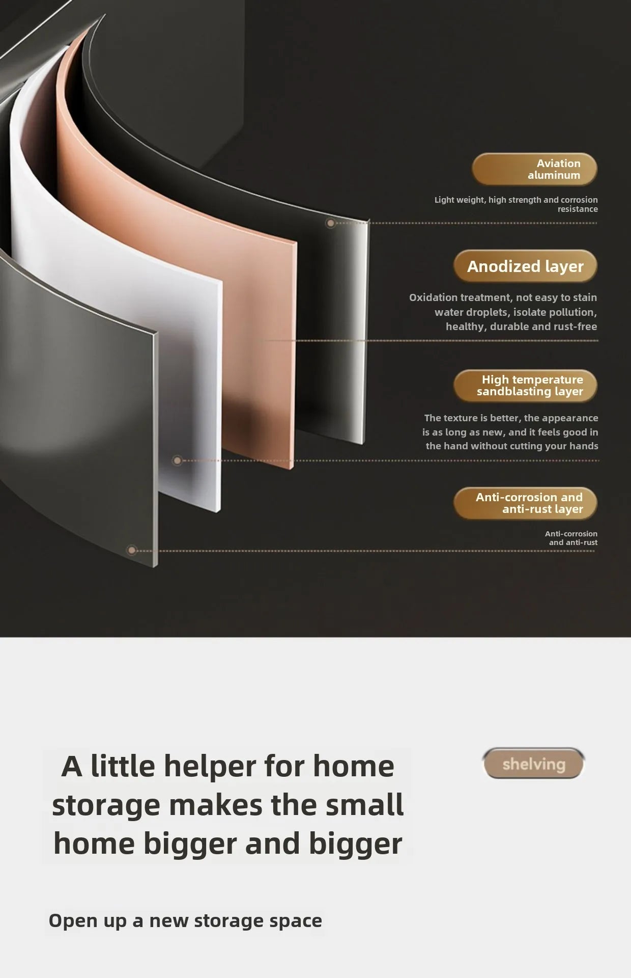 Bathroom storage rack, non perforated washbasin, hand washing and shower area, shower gel wall storage rack