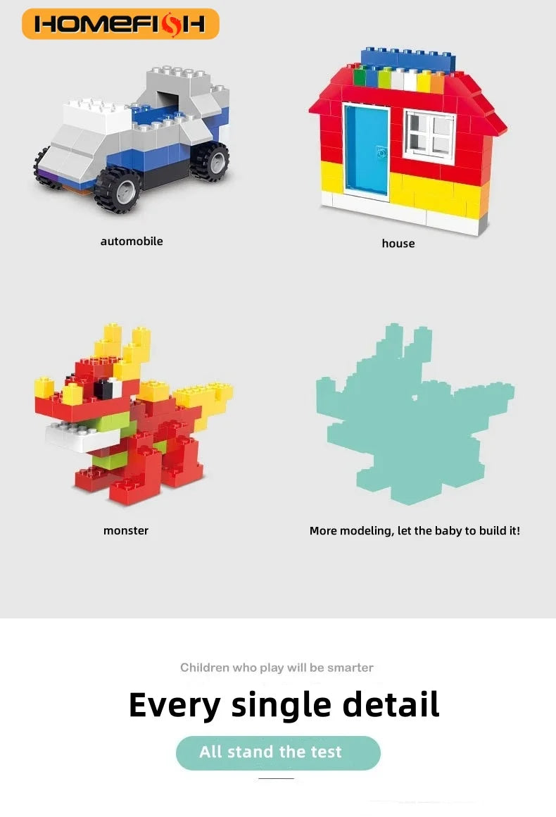 HOMEFISH 1000 DIY creative building blocks bulk set Urban Classic building Assembled birthday gift children's educational toys