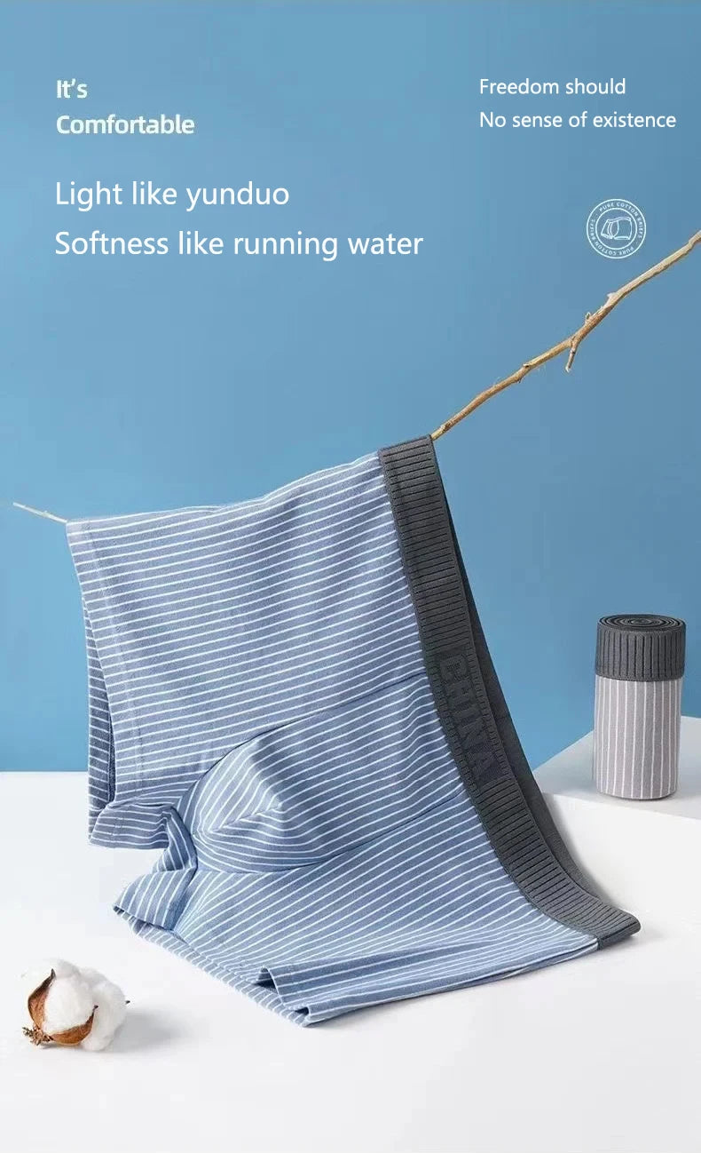 1Pcs Boxer Shorts Men's Underwear Sexy Panties Cotton Striped Man Underpants Male Boxers Homme U Convex Lingerie Free Shipping