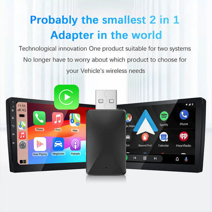 NEW 2in1 Wireless CarPlay AI Mini Android Auto Box Plug&Play Automatic Connection Compatible with 99% of Cars For Car Radio